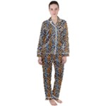 Blue Brown Leopard Women s Long Sleeve Satin Pajamas Set