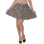 Blue Brown Leopard Velvet Skater Skirt