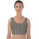 Blue Brown Leopard Velvet Crop Top