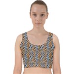 Blue Brown Leopard Velvet Racer Back Crop Top