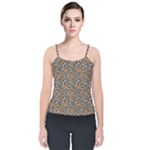 Blue Brown Leopard Velvet Spaghetti Strap Top