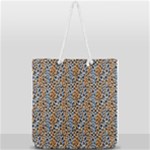Blue Brown Leopard Full Print Rope Handle Tote (Large)