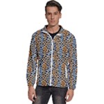Blue Brown Leopard Men s High Neck Windbreaker