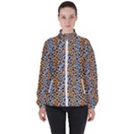 Blue Brown Leopard Women s High Neck Windbreaker