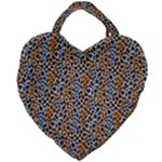 Blue Brown Leopard Giant Heart Shaped Tote