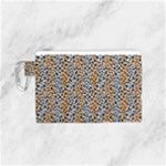 Blue Brown Leopard Canvas Cosmetic Bag (Small)