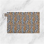 Blue Brown Leopard Canvas Cosmetic Bag (Large)