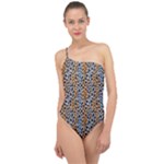 Blue Brown Leopard Classic One Shoulder Swimsuit