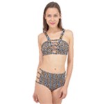 Blue Brown Leopard Cage Up Bikini Set