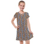 Blue Brown Leopard Kids  Cross Web Dress