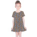 Blue Brown Leopard Kids  Simple Cotton Dress