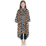 Blue Brown Leopard Kids  Hooded Rain Ponchos
