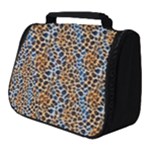 Blue Brown Leopard Full Print Travel Pouch (Small)