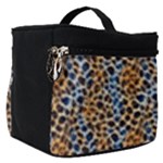 Blue Brown Leopard Make Up Travel Bag (Small)