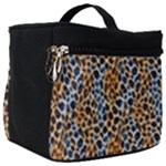Blue Brown Leopard Make Up Travel Bag (Large)