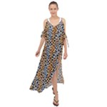 Blue Brown Leopard Maxi Chiffon Cover Up Dress