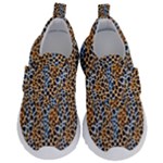 Blue Brown Leopard Kids  Velcro No Lace Shoes