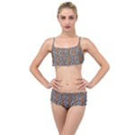 Blue Brown Leopard Layered Top Bikini Set