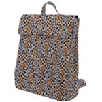 Blue Brown Leopard Flap Top Backpack