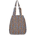 Blue Brown Leopard Center Zip Backpack
