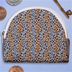 Blue Brown Leopard Horseshoe Style Canvas Pouch