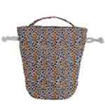 Blue Brown Leopard Drawstring Bucket Bag