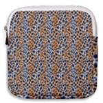 Blue Brown Leopard Mini Square Pouch