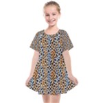 Blue Brown Leopard Kids  Smock Dress