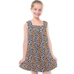 Blue Brown Leopard Kids  Cross Back Dress