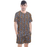 Blue Brown Leopard Men s Mesh T-Shirt and Shorts Set