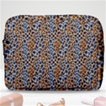 Blue Brown Leopard Make Up Pouch (Large)