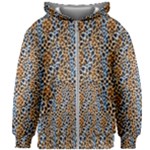 Blue Brown Leopard Kids  Zipper Hoodie Without Drawstring