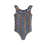Blue Brown Leopard Kids  Frill Swimsuit