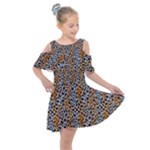 Blue Brown Leopard Kids  Shoulder Cutout Chiffon Dress