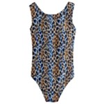 Blue Brown Leopard Kids  Cut-Out Back One Piece Swimsuit