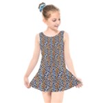 Blue Brown Leopard Kids  Skater Dress Swimsuit