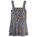 Blue Brown Leopard Kids  Layered Skirt Swimsuit