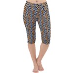 Blue Brown Leopard Lightweight Velour Cropped Yoga Leggings