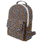 Blue Brown Leopard Flap Pocket Backpack (Small)