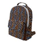 Blue Brown Leopard Flap Pocket Backpack (Large)