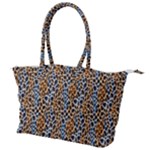 Blue Brown Leopard Canvas Shoulder Bag