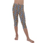 Blue Brown Leopard Kids  Lightweight Velour Capri Leggings 