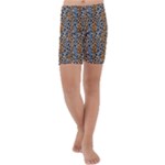 Blue Brown Leopard Kids  Lightweight Velour Capri Yoga Leggings