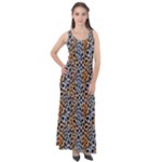Blue Brown Leopard Sleeveless Velour Maxi Dress