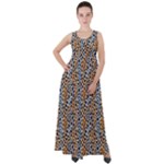 Blue Brown Leopard Empire Waist Velour Maxi Dress