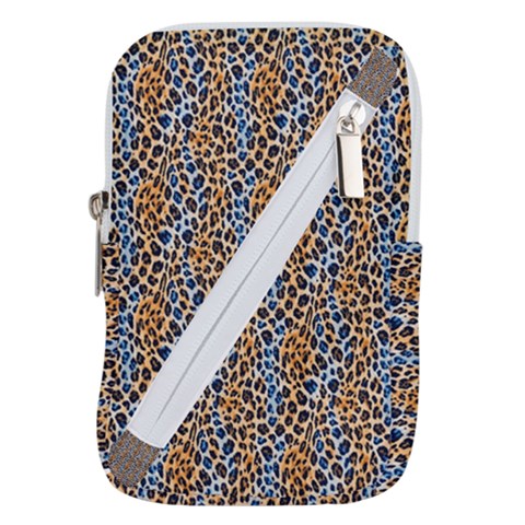 Blue Brown Leopard Belt Pouch Bag (Small) from ArtsNow.com