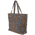 Blue Brown Leopard Zip Up Canvas Bag