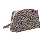 Blue Brown Leopard Wristlet Pouch Bag (Medium)