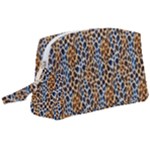 Blue Brown Leopard Wristlet Pouch Bag (Large)