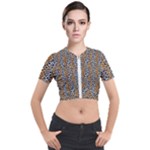 Blue Brown Leopard Short Sleeve Cropped Jacket